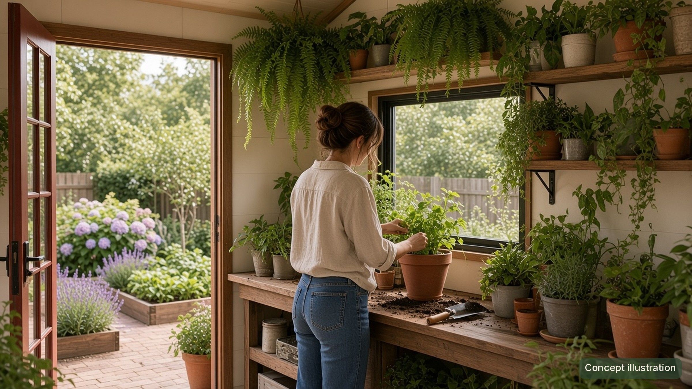 The Garden Room potting, concept illustration
