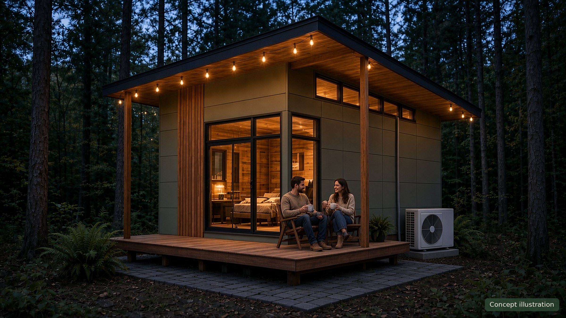 The Porch House, dusk coffee, concept illustration