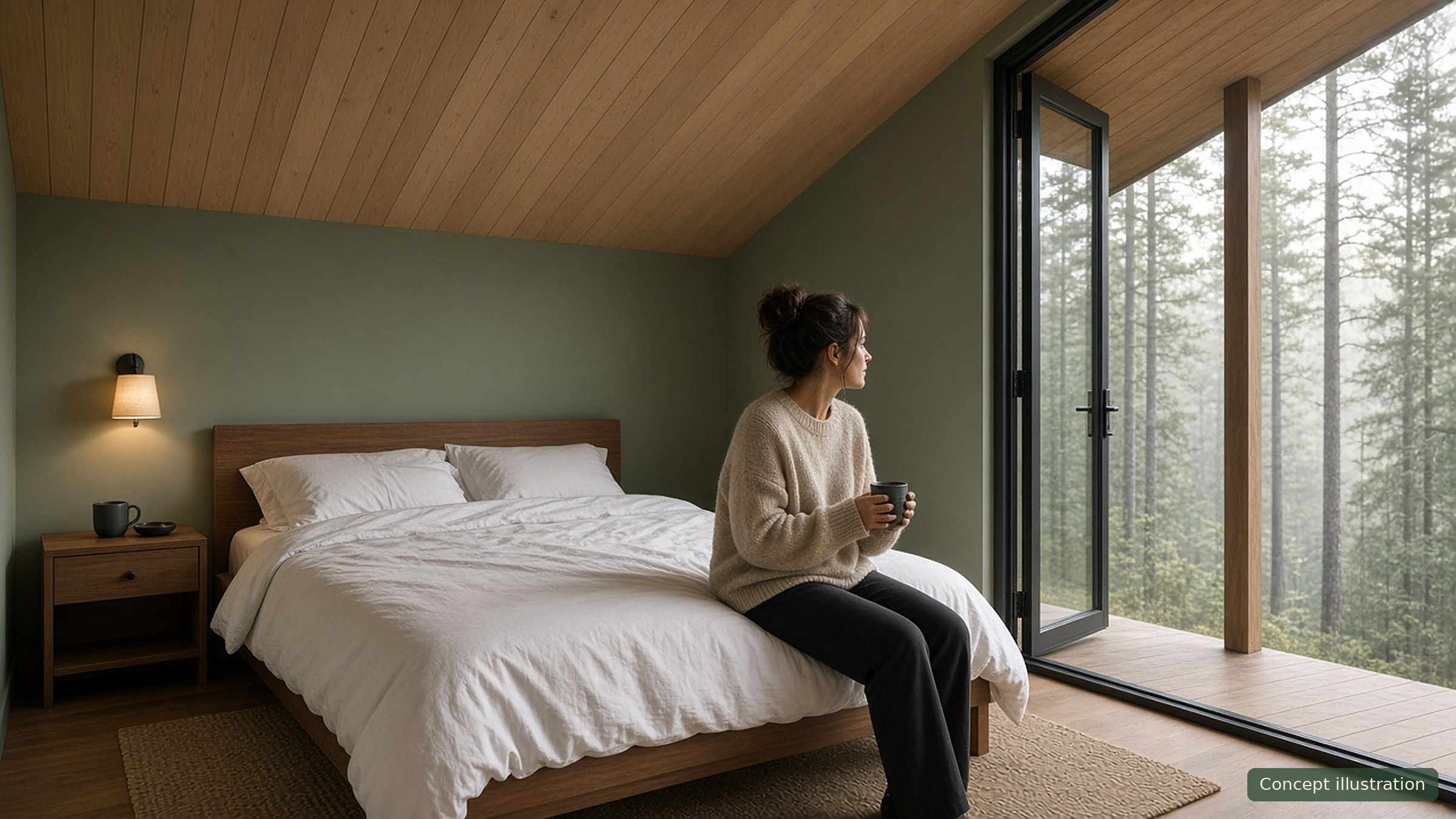 The Porch House, interior morning, concept illustration